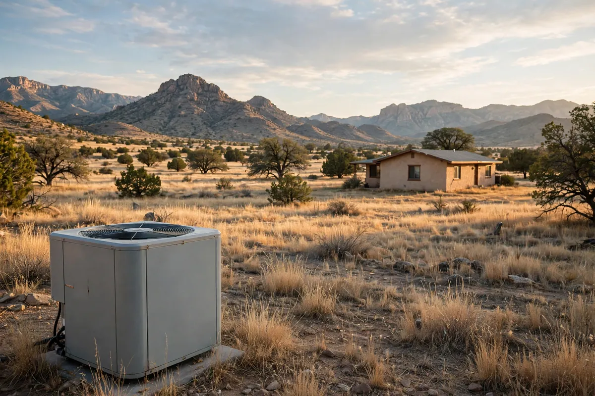 AC Repair Benson, AZ — a condenser unit outside a desert home in summer