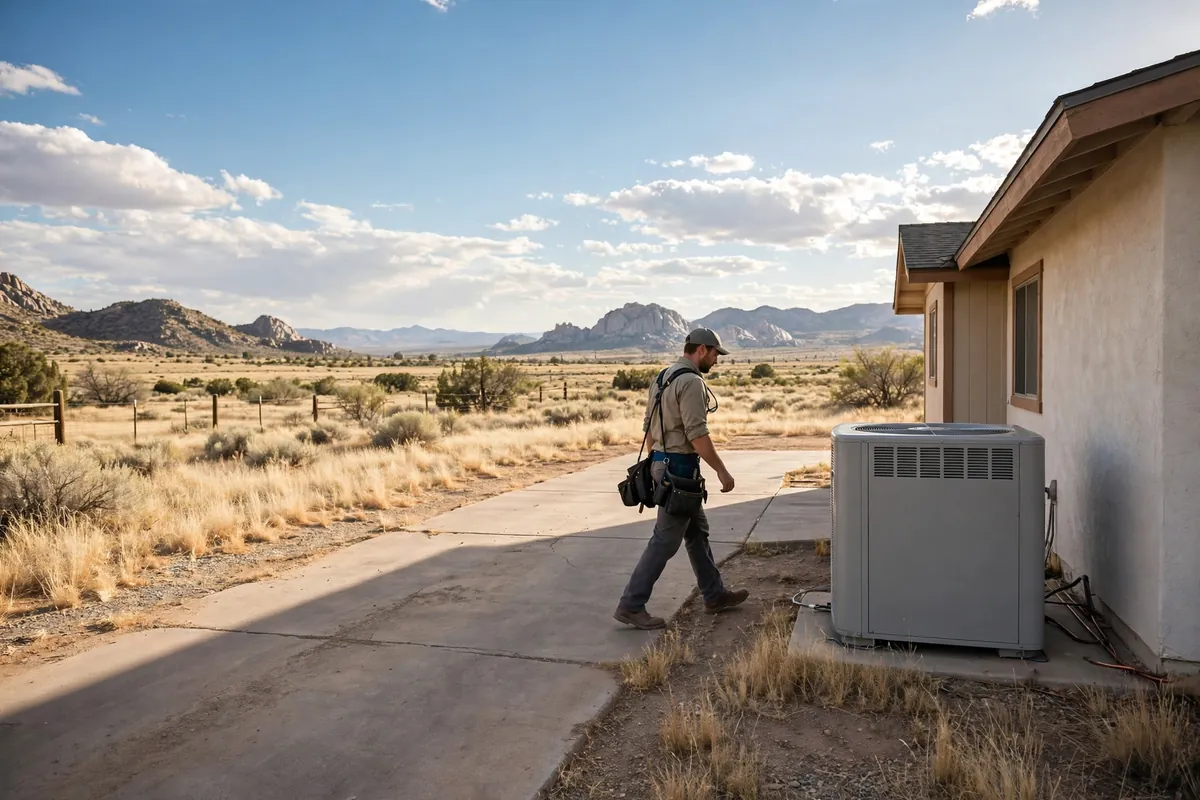 AC Repair Chino Valley, AZ — rooftop units over an Arizona neighborhood at midday
