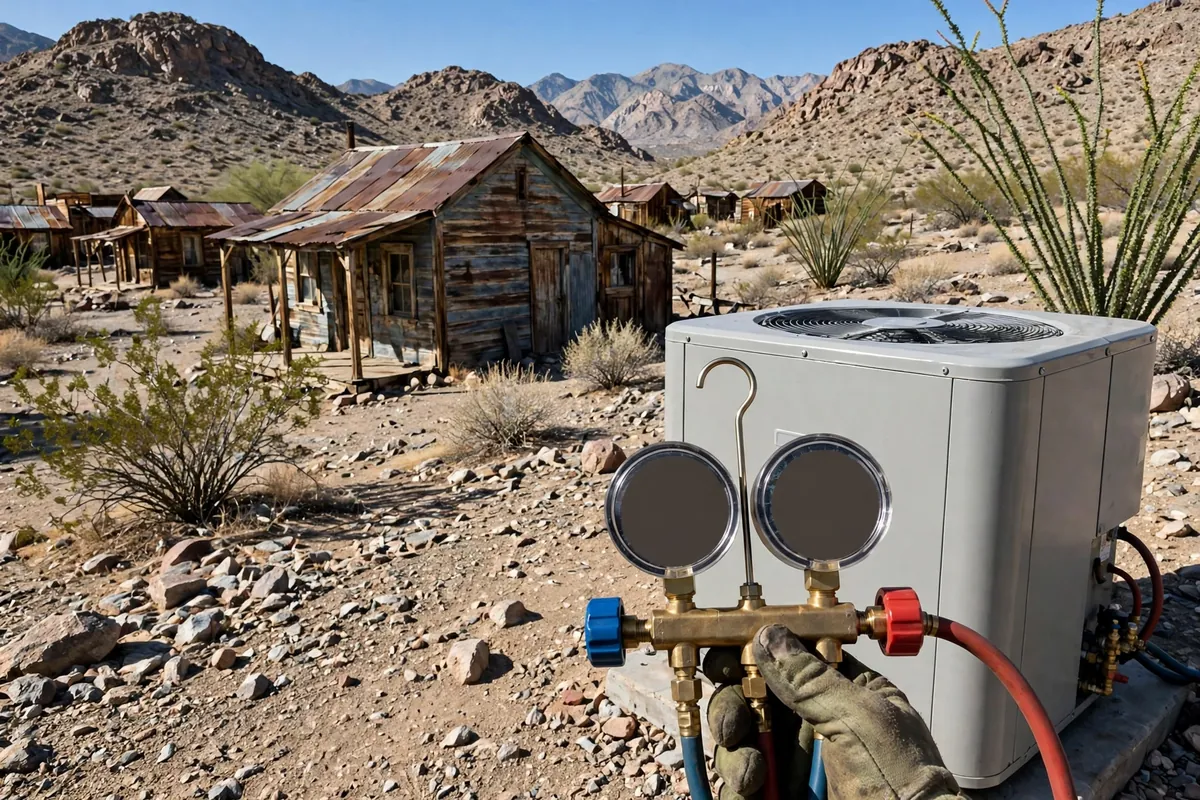 AC Repair Chloride, AZ — a condenser unit outside a desert home in summer