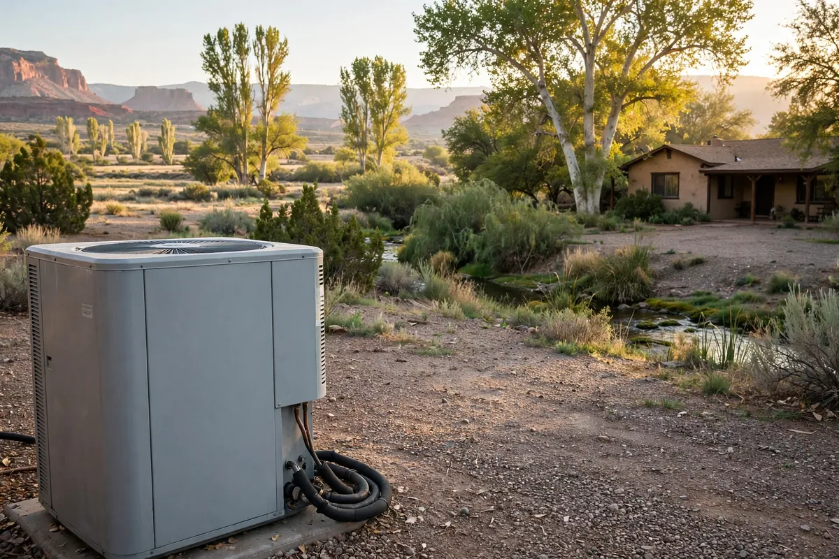 AC Repair Cornville, AZ — rooftop units over an Arizona neighborhood at midday