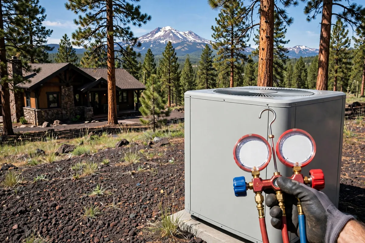 AC Repair Flagstaff, AZ — a condenser unit outside a desert home in summer
