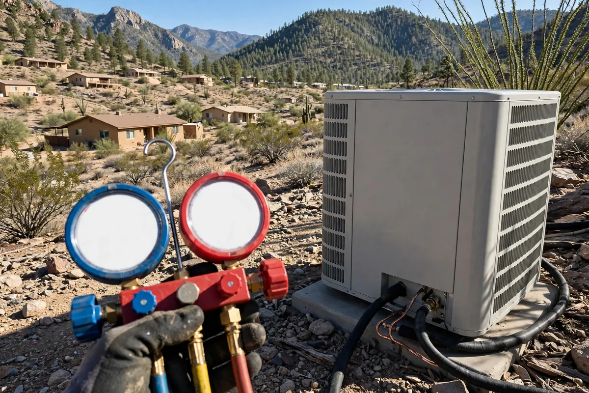 AC Repair Hualapai, AZ — rooftop units over an Arizona neighborhood at midday