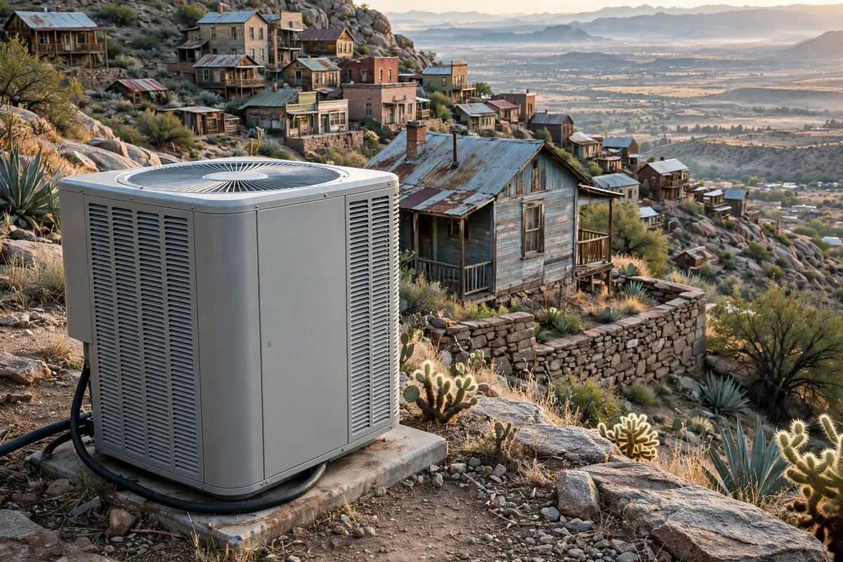 AC Repair Jerome, AZ — a technician testing an outdoor unit in the heat