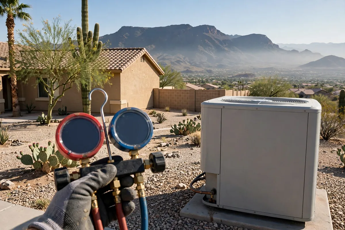 AC Repair Laveen, AZ — rooftop units over an Arizona neighborhood at midday