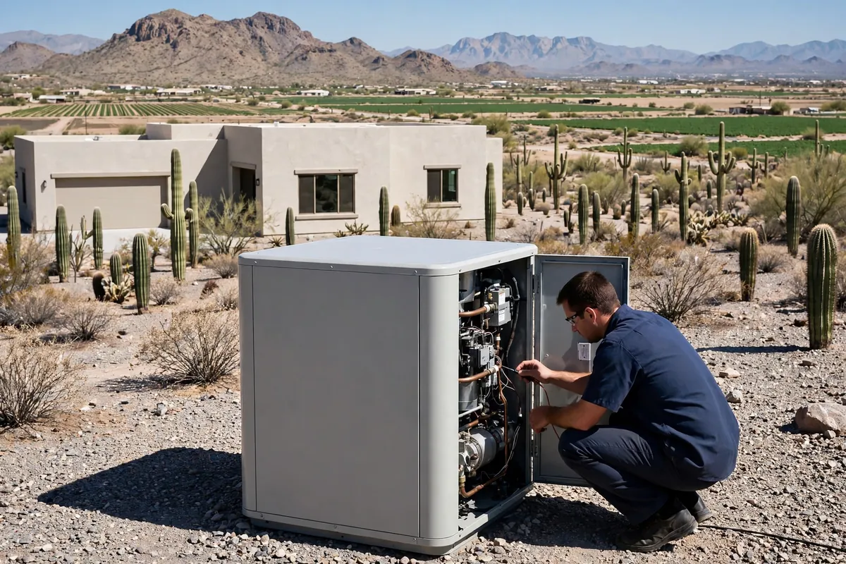 AC Repair Marana, AZ — rooftop units over an Arizona neighborhood at midday
