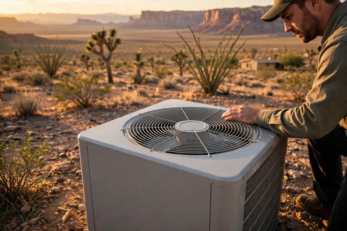 AC Repair Meadview, AZ — rooftop units over an Arizona neighborhood at midday