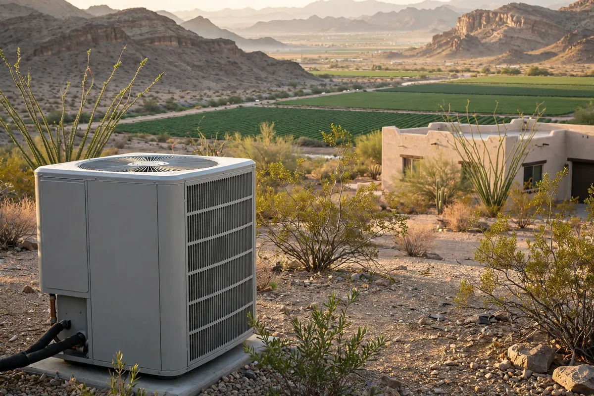 AC Repair Mohave Valley, AZ — rooftop units over an Arizona neighborhood at midday
