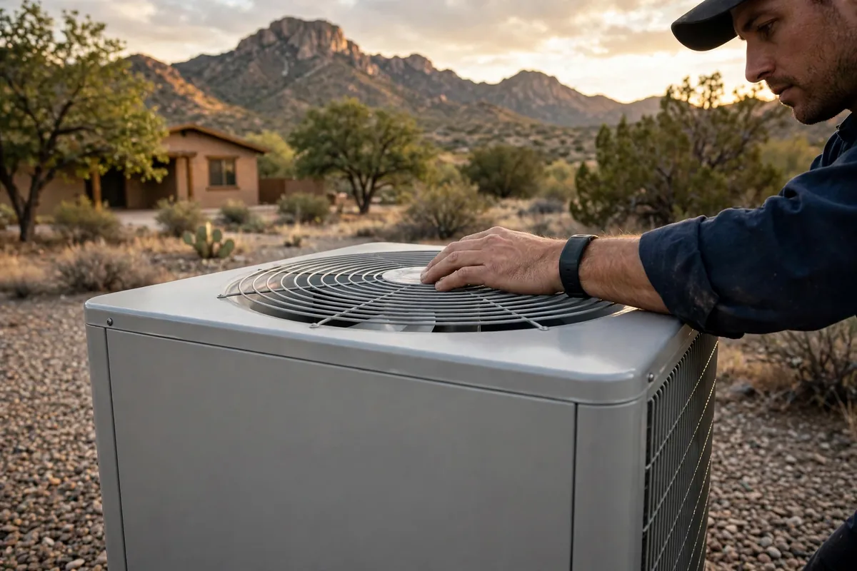 AC Repair Oracle, AZ — rooftop units over an Arizona neighborhood at midday