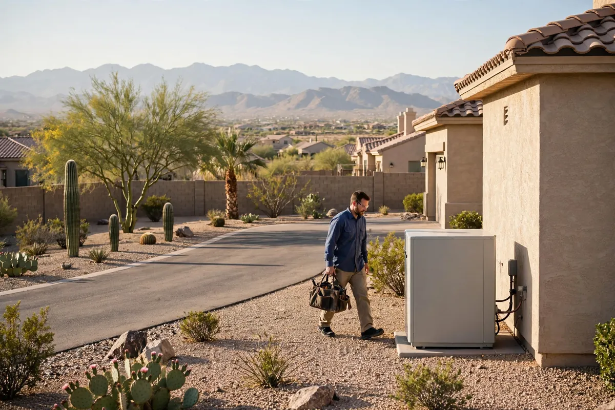 AC Repair Scottsdale, AZ — rooftop units over an Arizona neighborhood at midday
