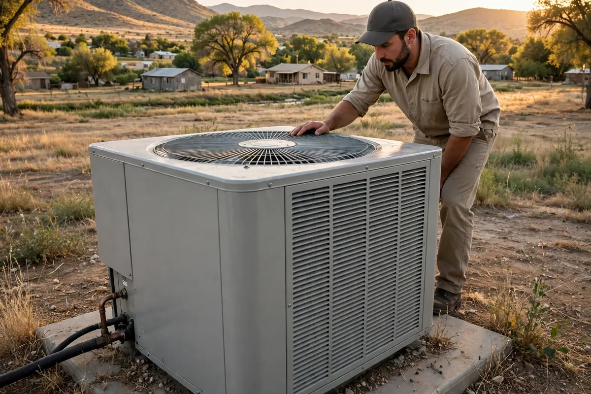 AC Repair Skull Valley, AZ — a condenser unit outside a desert home in summer
