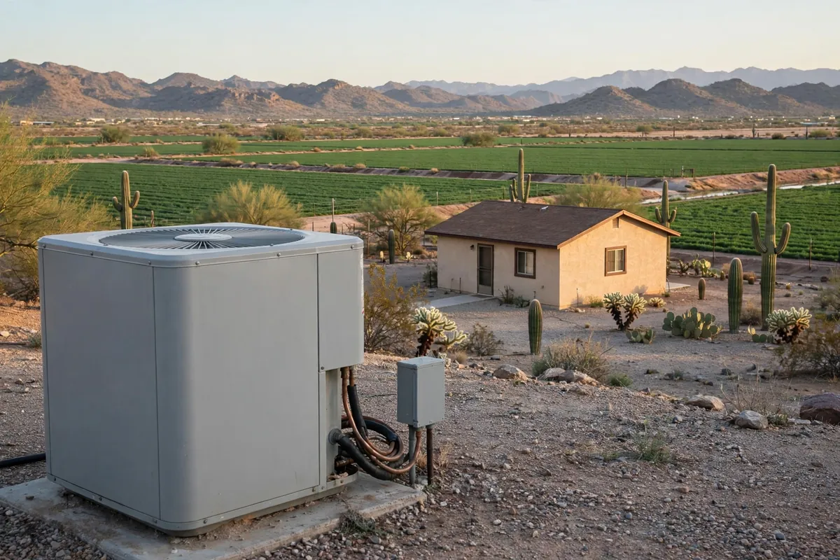 AC Repair Valley Farms, AZ — rooftop units over an Arizona neighborhood at midday