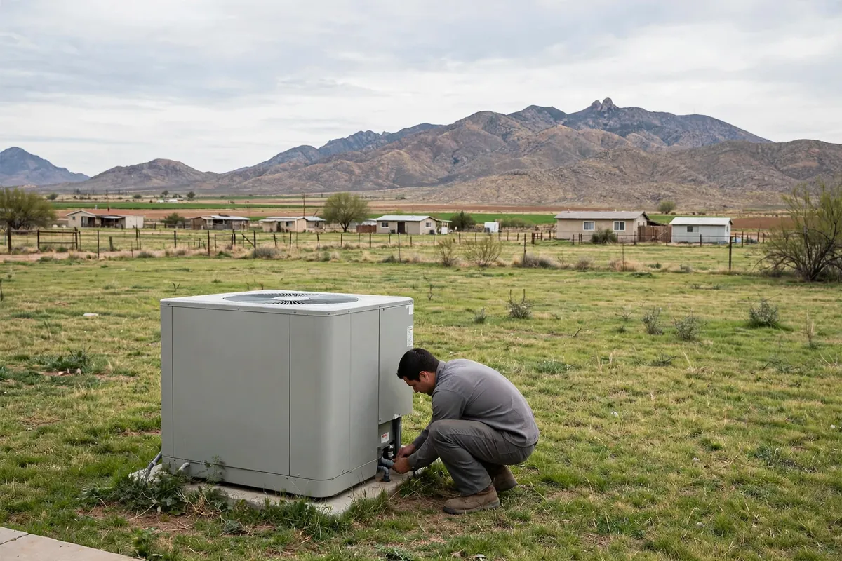 AC Repair Willcox, AZ — rooftop units over an Arizona neighborhood at midday