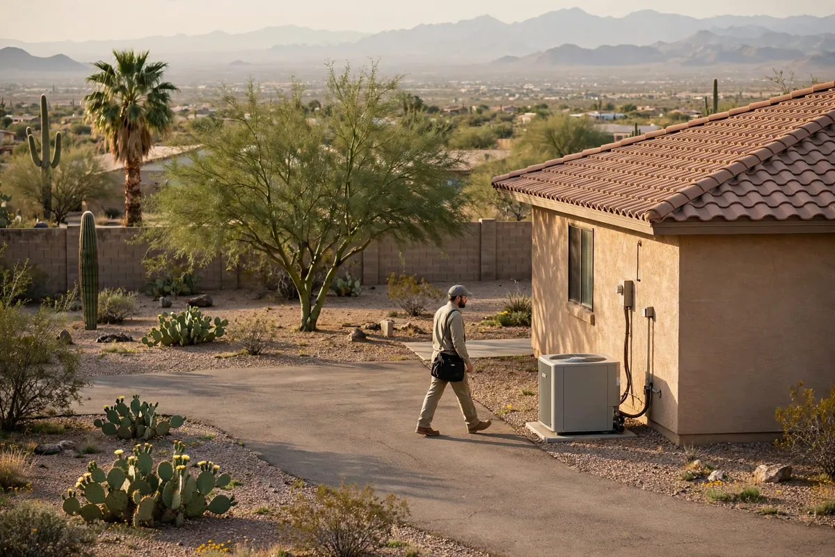 AC Repair Youngtown, AZ — rooftop units over an Arizona neighborhood at midday