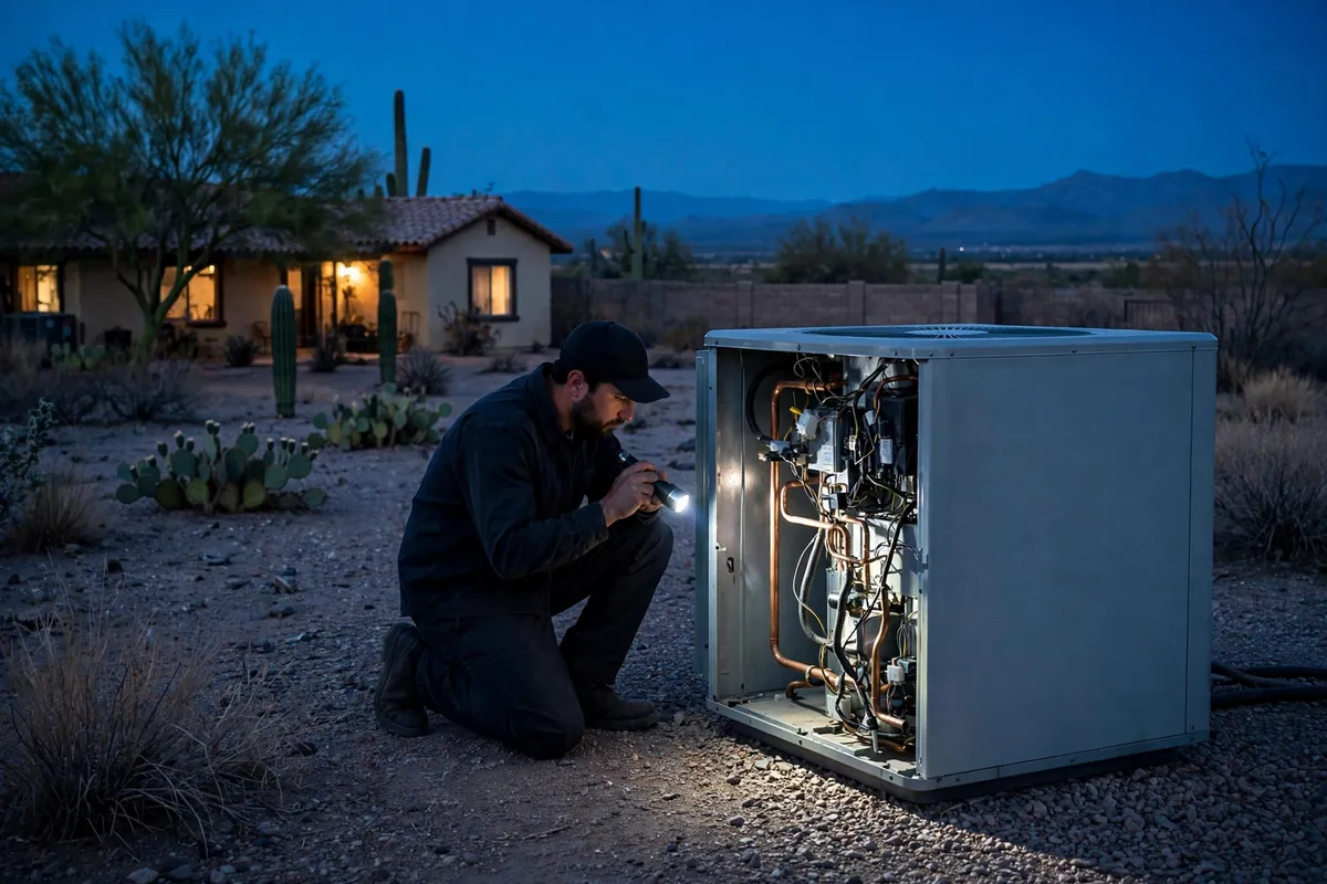 Emergency AC Repair Arlington, AZ — cooling restored to an Arizona home at night