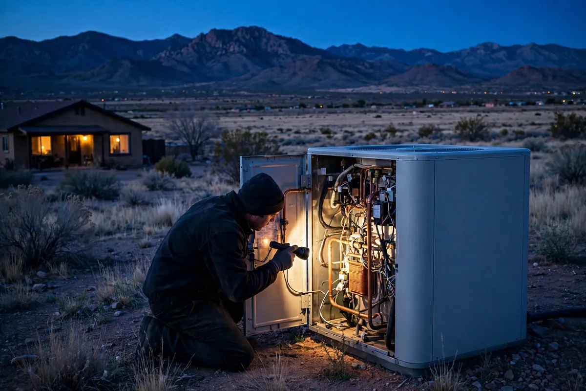 Emergency AC Repair Benson, AZ — emergency repair work on a condenser in the heat
