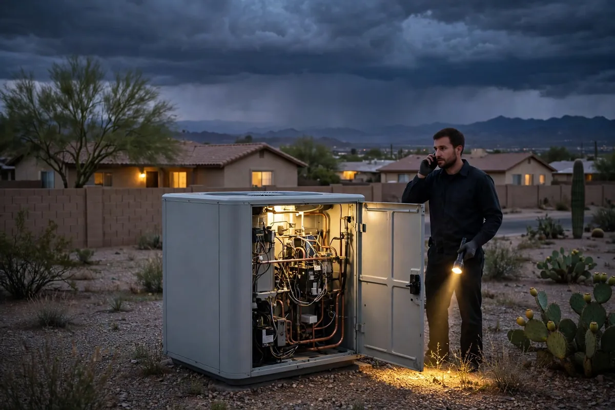 Emergency AC Repair Cashion, AZ — cooling restored to an Arizona home at night