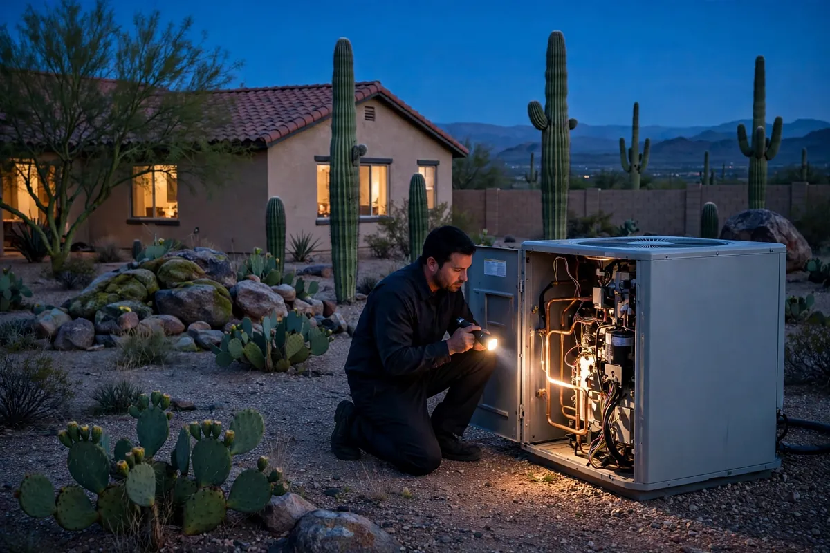 Emergency AC Repair Cave Creek, AZ — cooling restored to an Arizona home at night