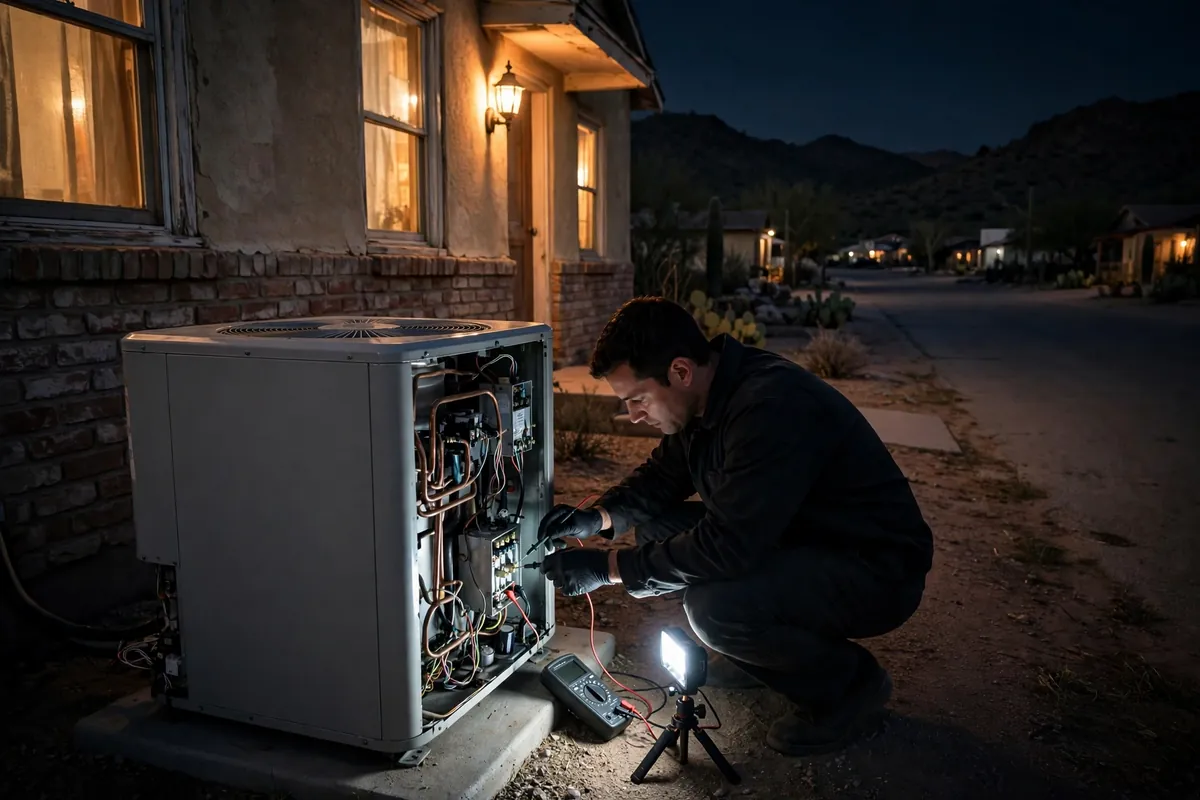 Emergency AC Repair Douglas, AZ — cooling restored to an Arizona home at night