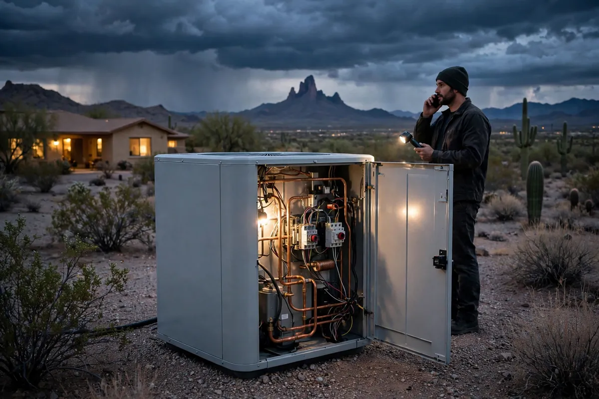 Emergency AC Repair Eloy, AZ — cooling restored to an Arizona home at night