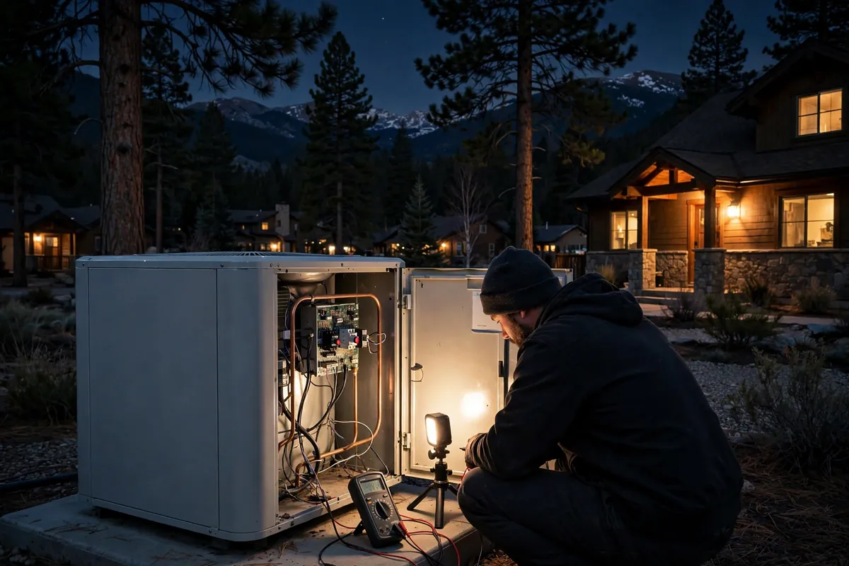 Emergency AC Repair Flagstaff, AZ — emergency repair work on a condenser in the heat