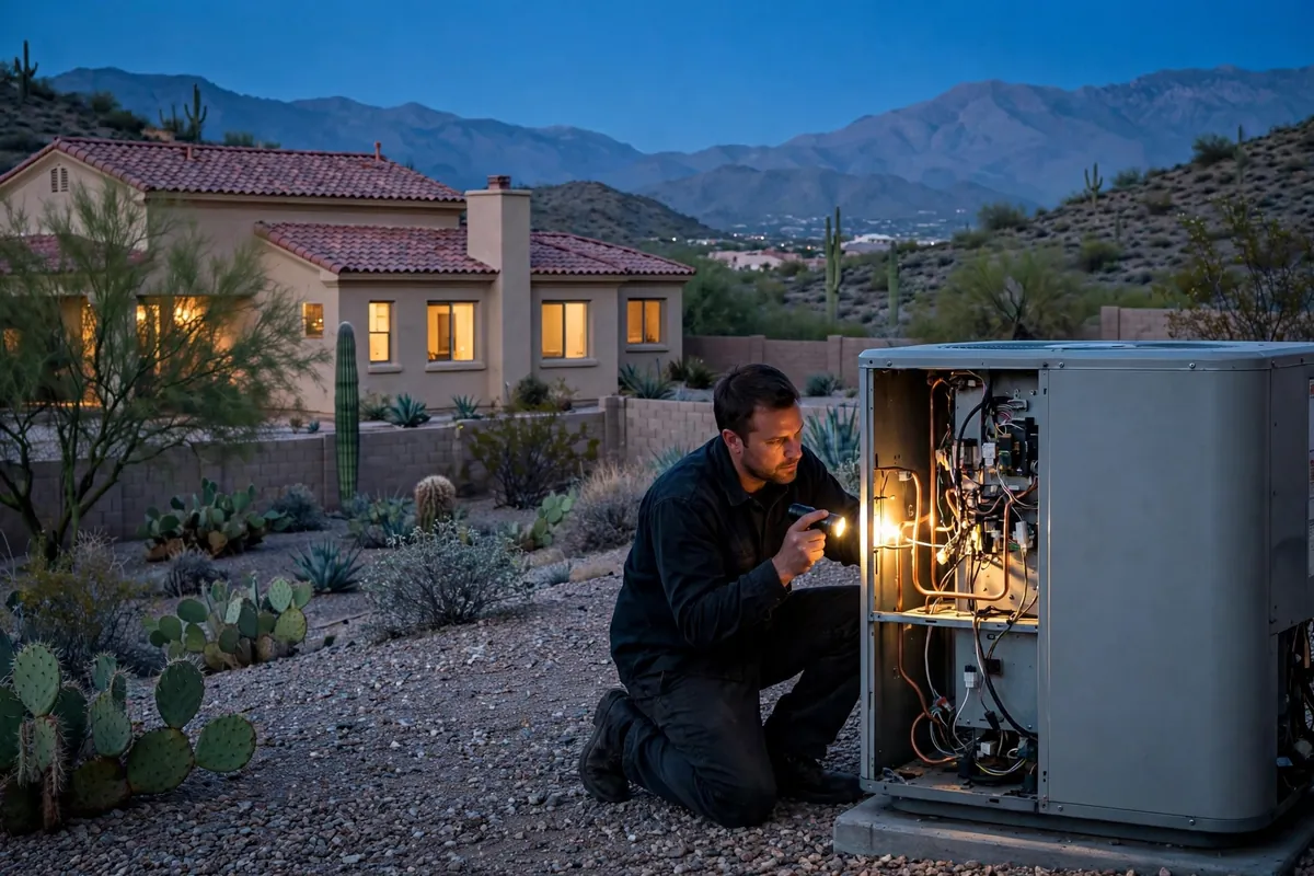 Emergency AC Repair Fountain Hills, AZ — cooling restored to an Arizona home at night