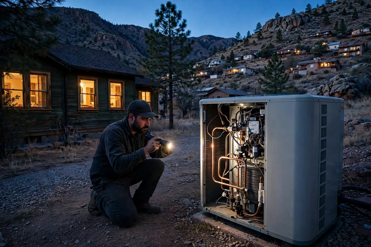 Emergency AC Repair Globe, AZ — a pro checking gauges on a failed unit