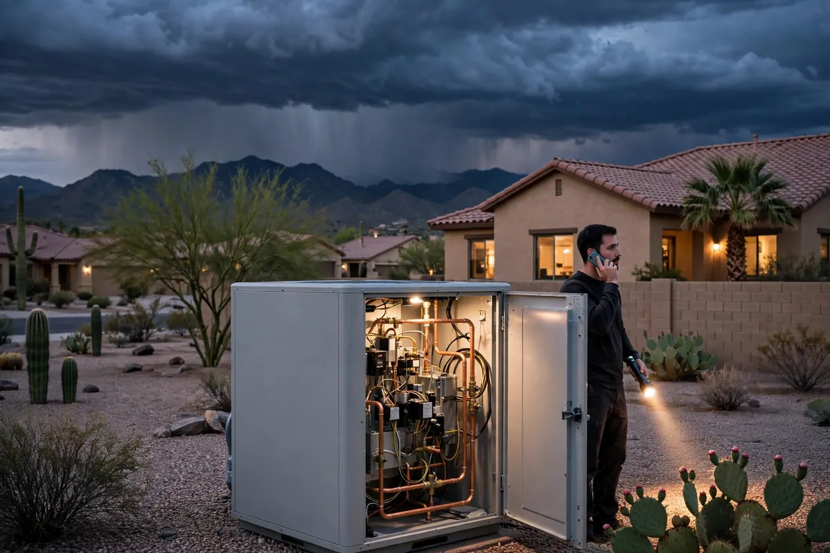 Emergency AC Repair Goodyear, AZ — cooling restored to an Arizona home at night