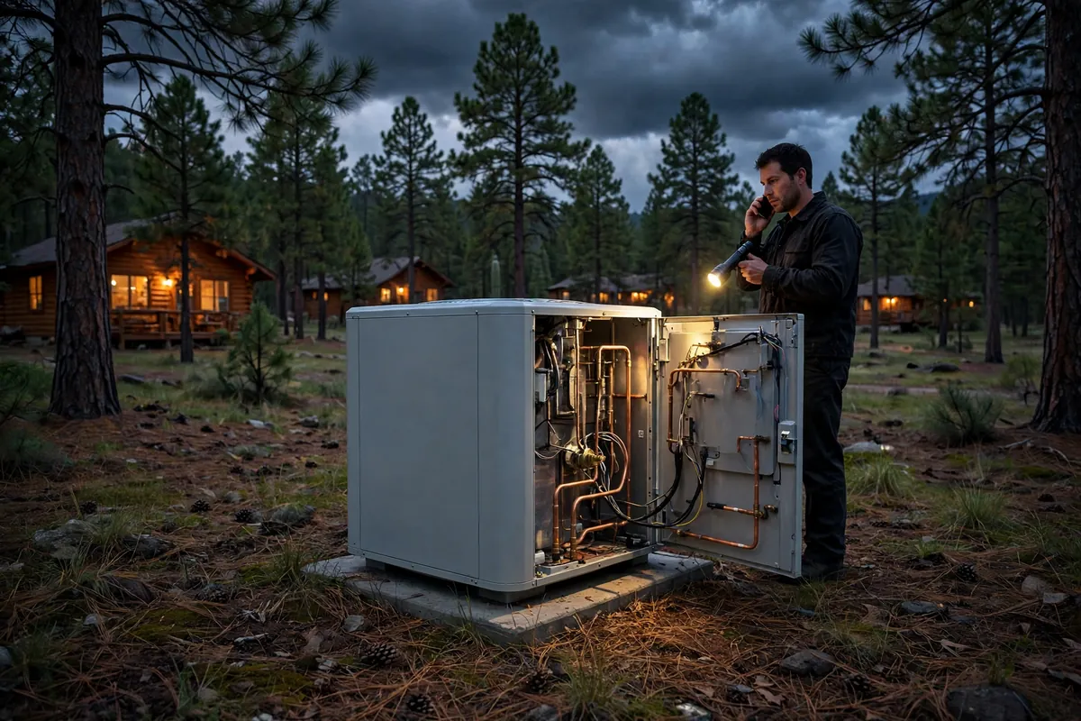 Emergency AC Repair Happy Jack, AZ — cooling restored to an Arizona home at night