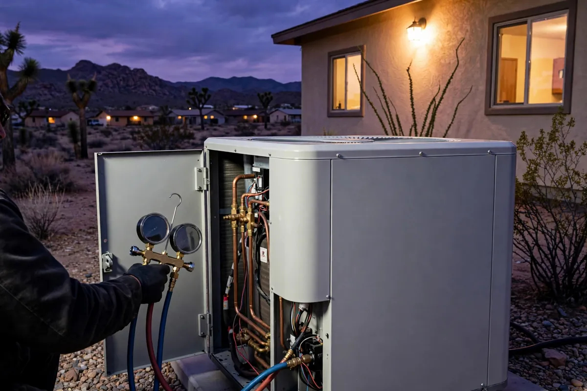 Emergency AC Repair Kingman, AZ — cooling restored to an Arizona home at night