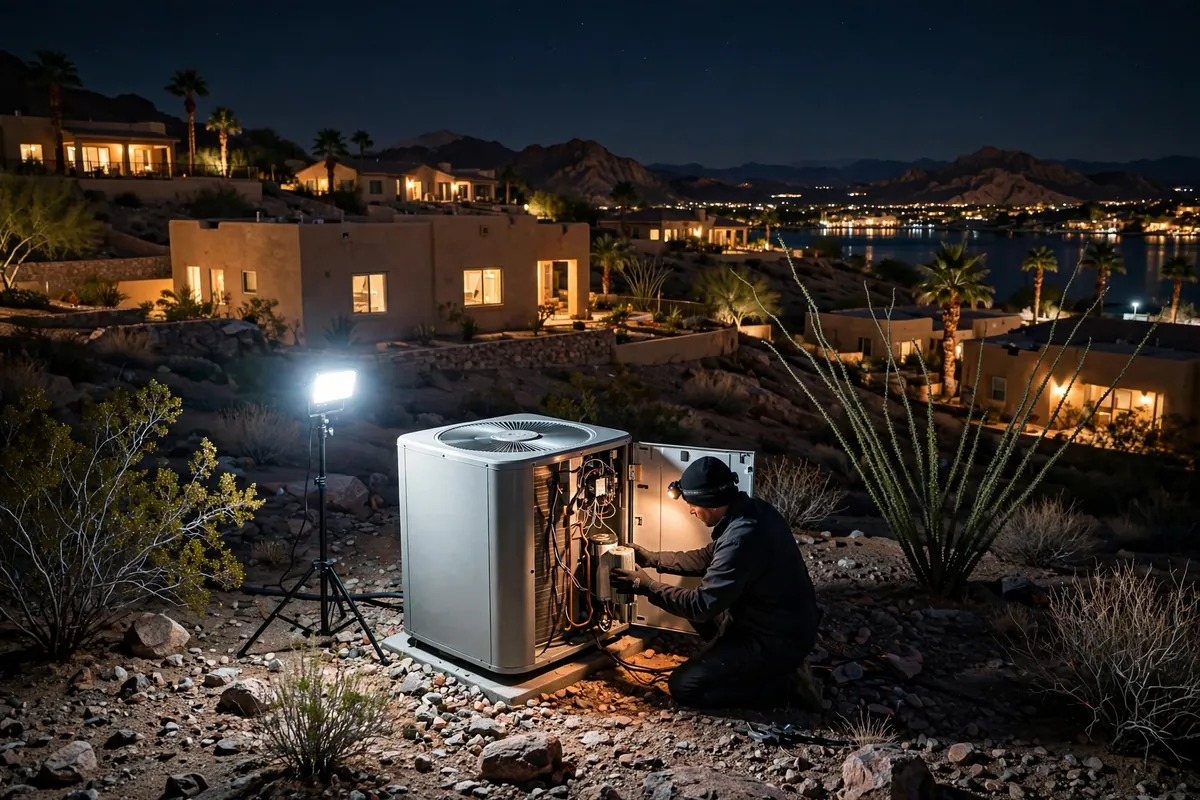 Emergency AC Repair Lake Havasu City, AZ — cooling restored to an Arizona home at night