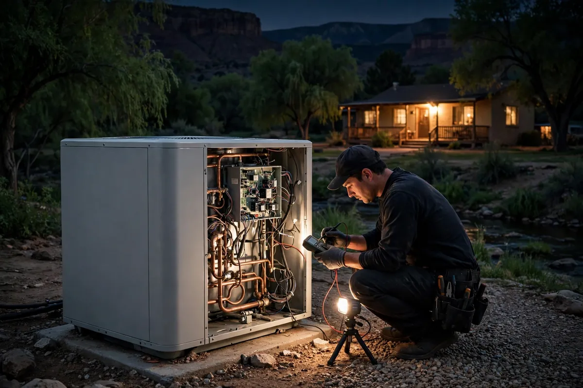 Emergency AC Repair Lake Montezuma, AZ — cooling restored to an Arizona home at night