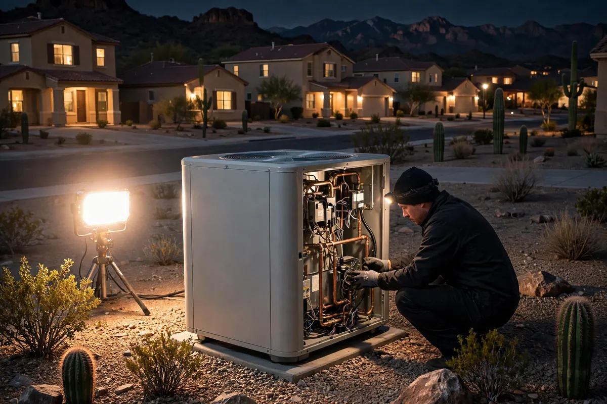 Emergency AC Repair Maricopa, AZ — cooling restored to an Arizona home at night
