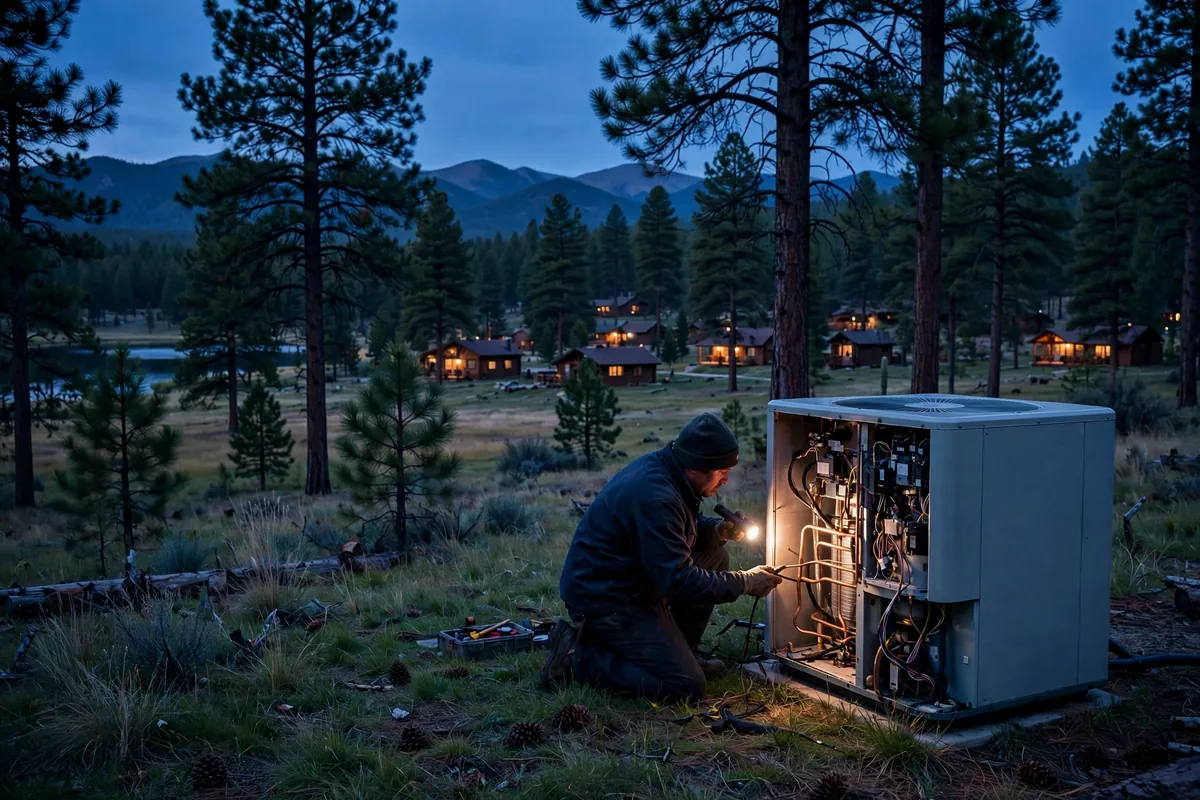 Emergency AC Repair Mormon Lake, AZ — cooling restored to an Arizona home at night