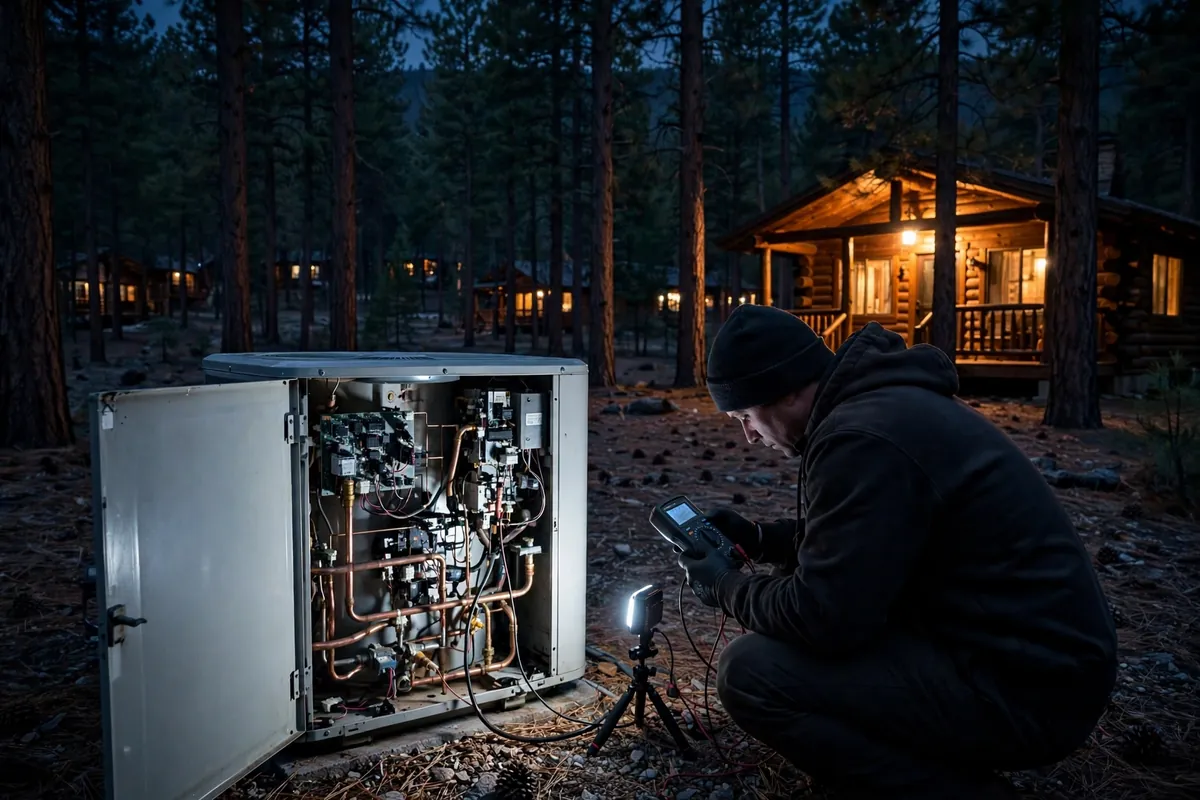 Emergency AC Repair Munds Park, AZ — emergency repair work on a condenser in the heat