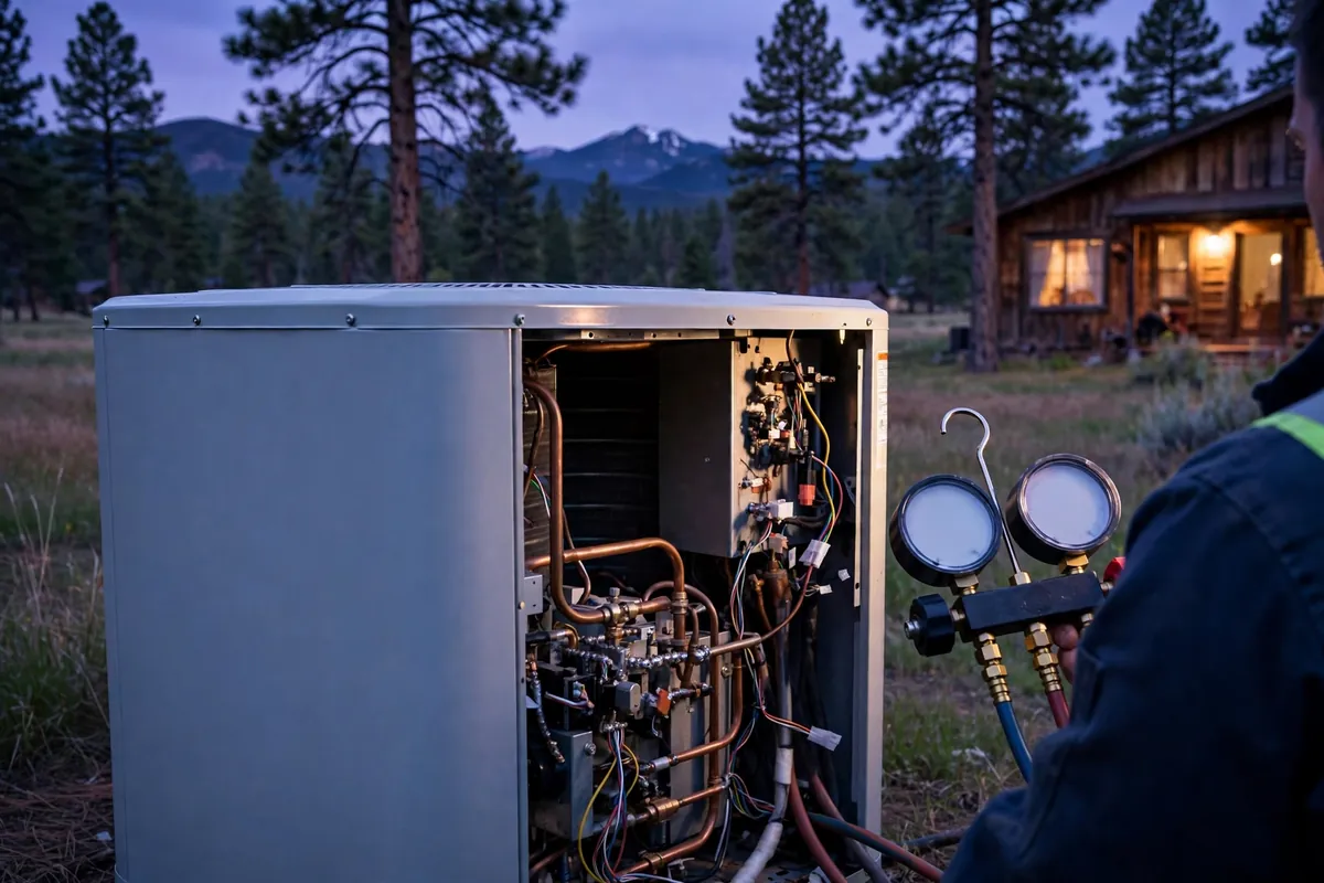 Emergency AC Repair Parks, AZ — emergency repair work on a condenser in the heat