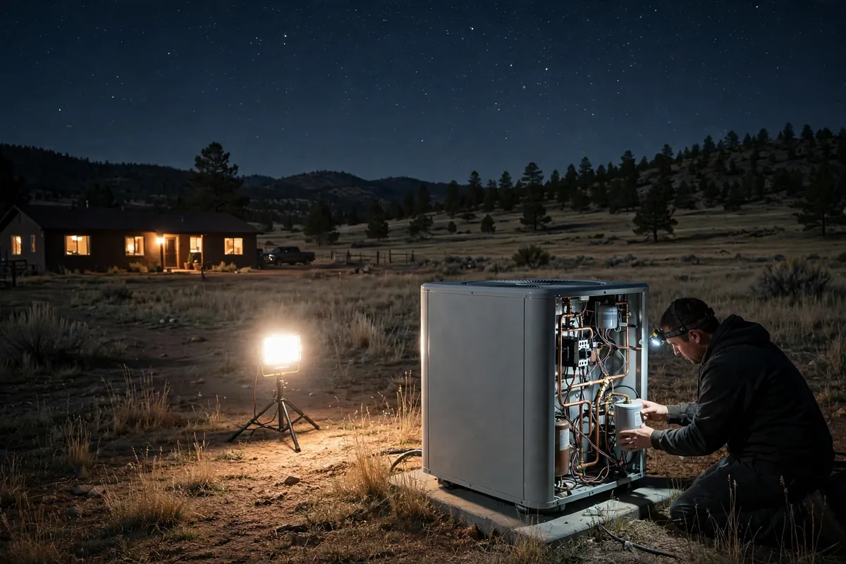 Emergency AC Repair Paulden, AZ — emergency repair work on a condenser in the heat