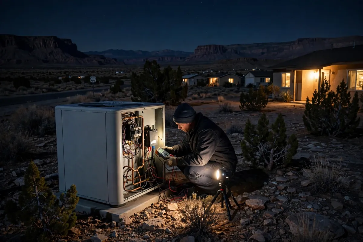 Emergency AC Repair Peach Springs, AZ — cooling restored to an Arizona home at night