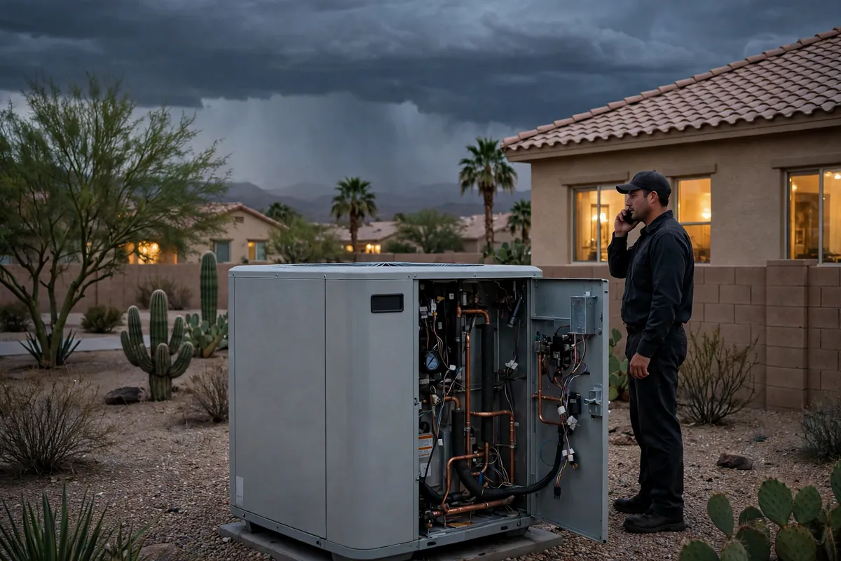 Emergency AC Repair Peoria, AZ — cooling restored to an Arizona home at night