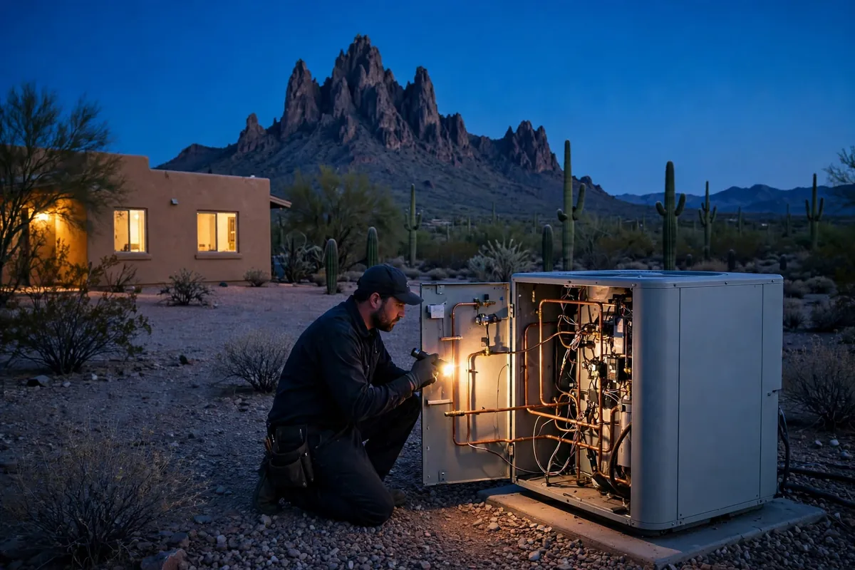 Emergency AC Repair Picacho, AZ — cooling restored to an Arizona home at night