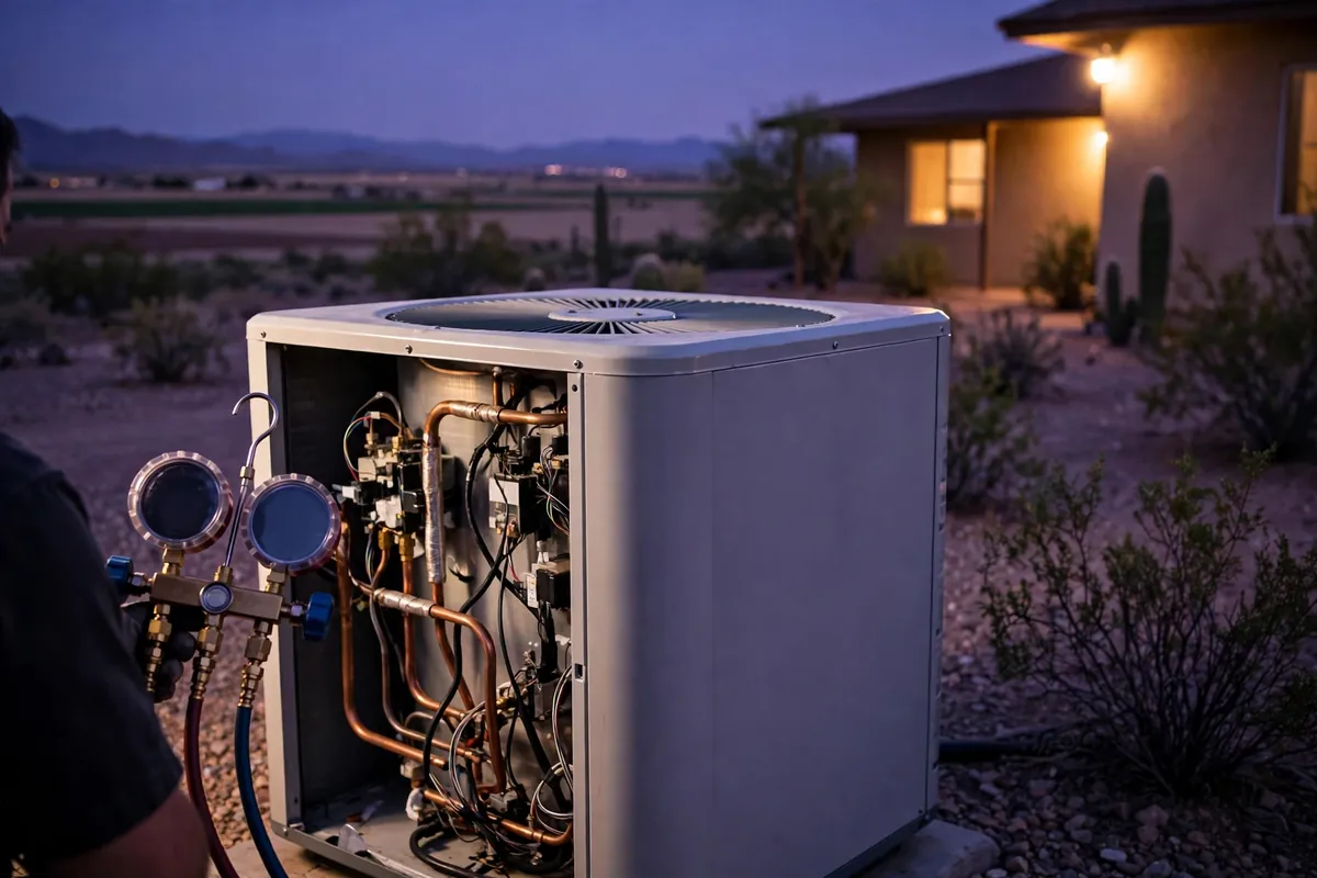 Emergency AC Repair Sacaton, AZ — cooling restored to an Arizona home at night
