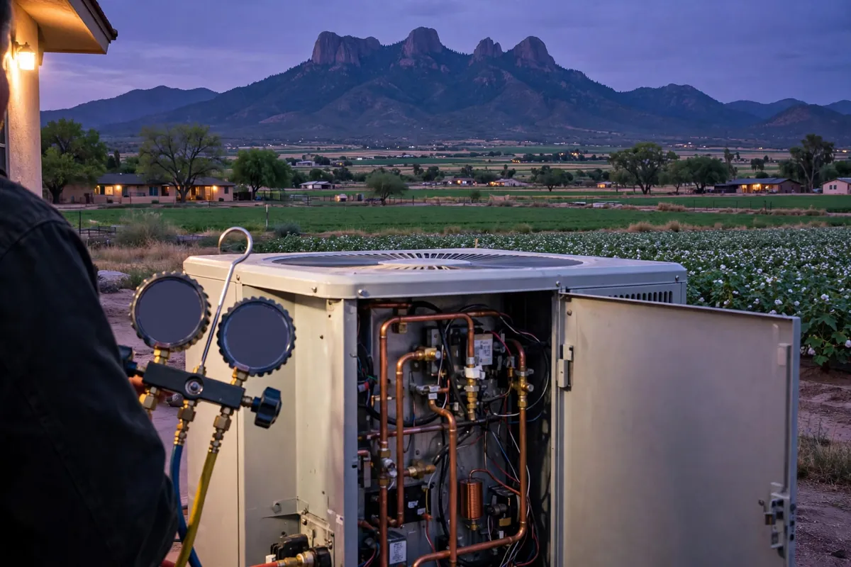 Emergency AC Repair Safford, AZ — cooling restored to an Arizona home at night