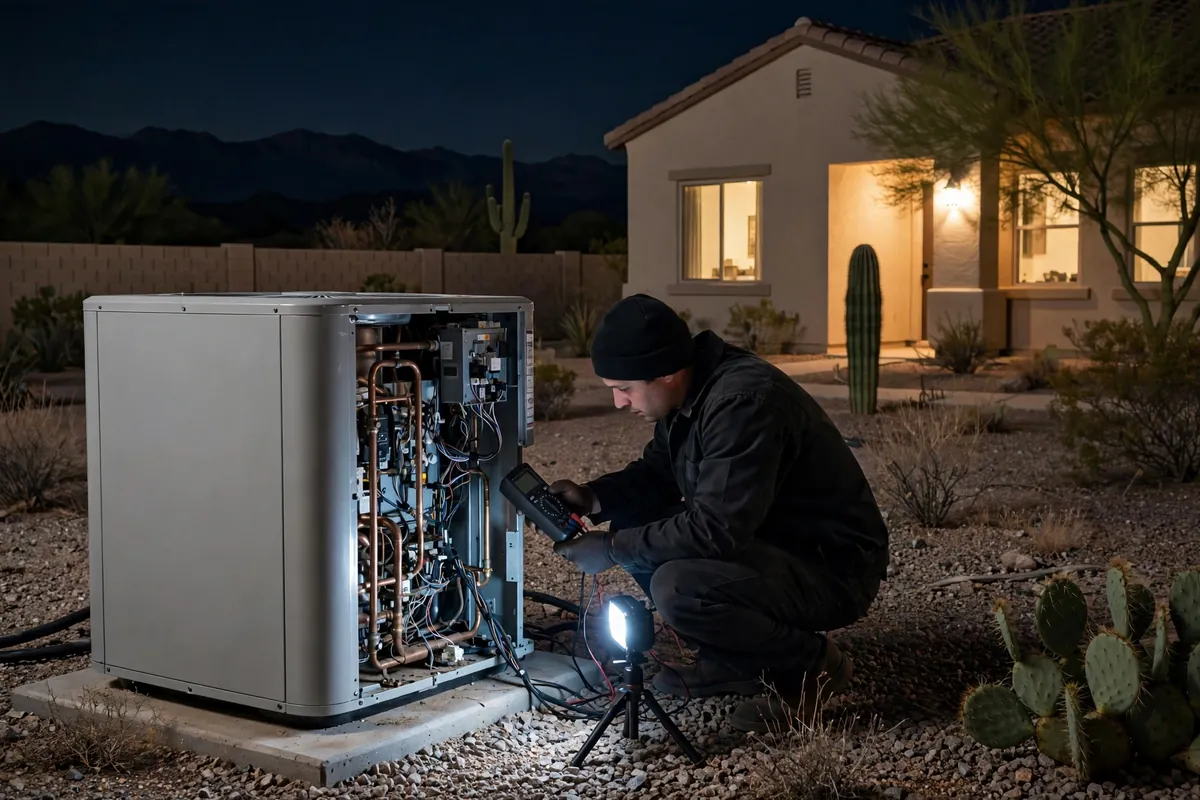 Emergency AC Repair Surprise, AZ — emergency repair work on a condenser in the heat
