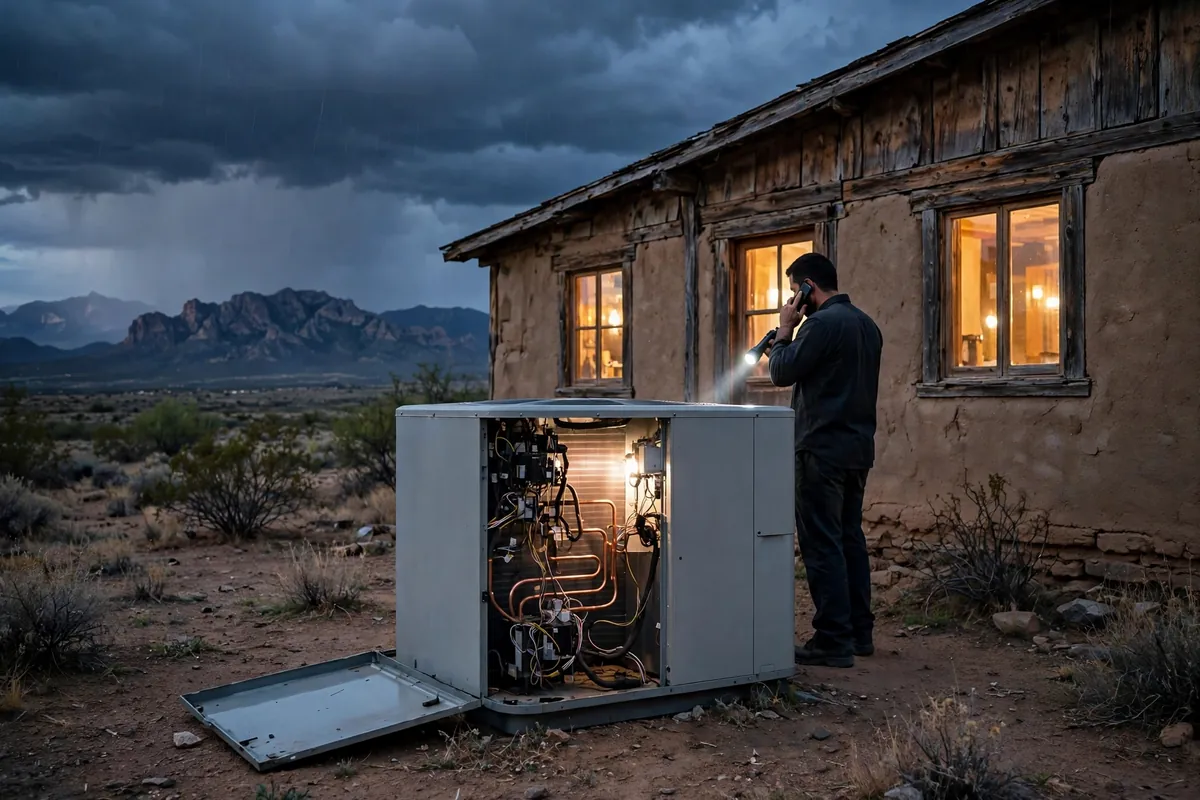 Emergency AC Repair Tombstone, AZ — emergency repair work on a condenser in the heat