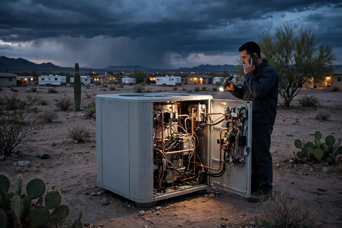 Emergency AC Repair Tonopah, AZ — cooling restored to an Arizona home at night